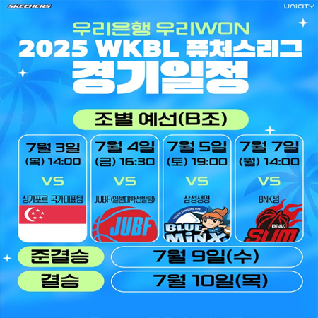 우리은행 우리WON 2025 WKBL 퓨처스리그 경기일정